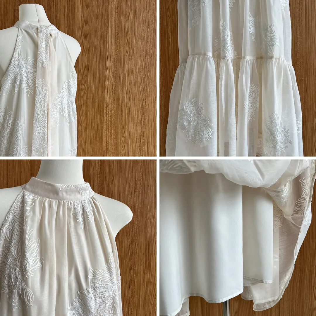 新中式刺绣提花挂脖吊带连衣裙 New Chinese Style Embroidered Jacquard Halter Dress