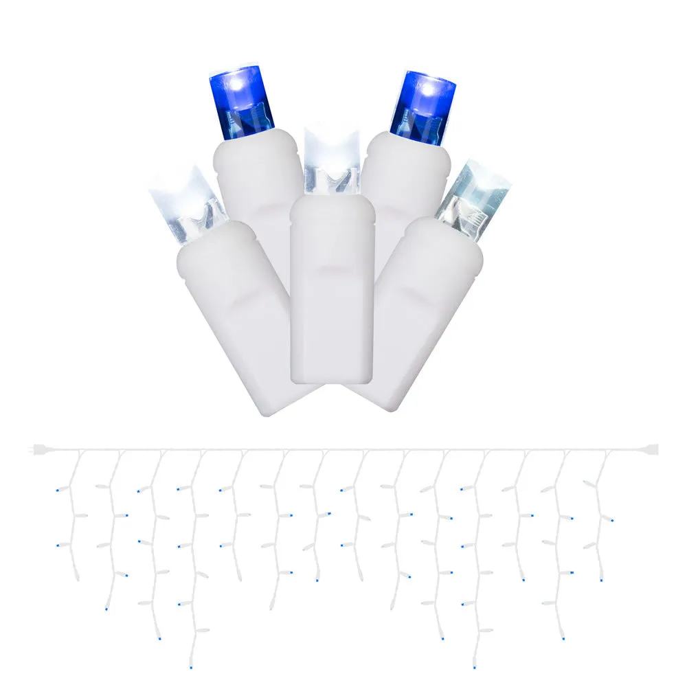 70 Blue / White 5mm LED 4.8W 9 ft. White Wire Wide Angle Icicle Christmas Lights