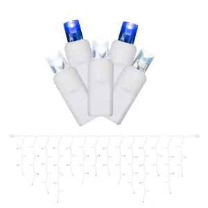 70 Blue / White 5mm LED 4.8W 9 ft. White Wire Wide Angle Icicle Christmas Lights
