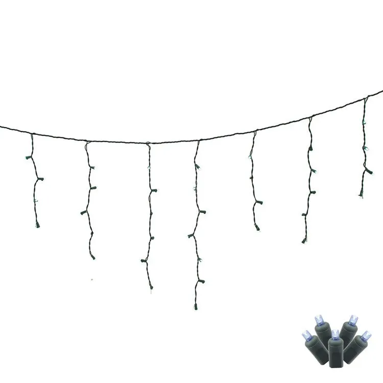 70-Count Pure White Wide-Angle Icicle Light Set on 9' Green Wire