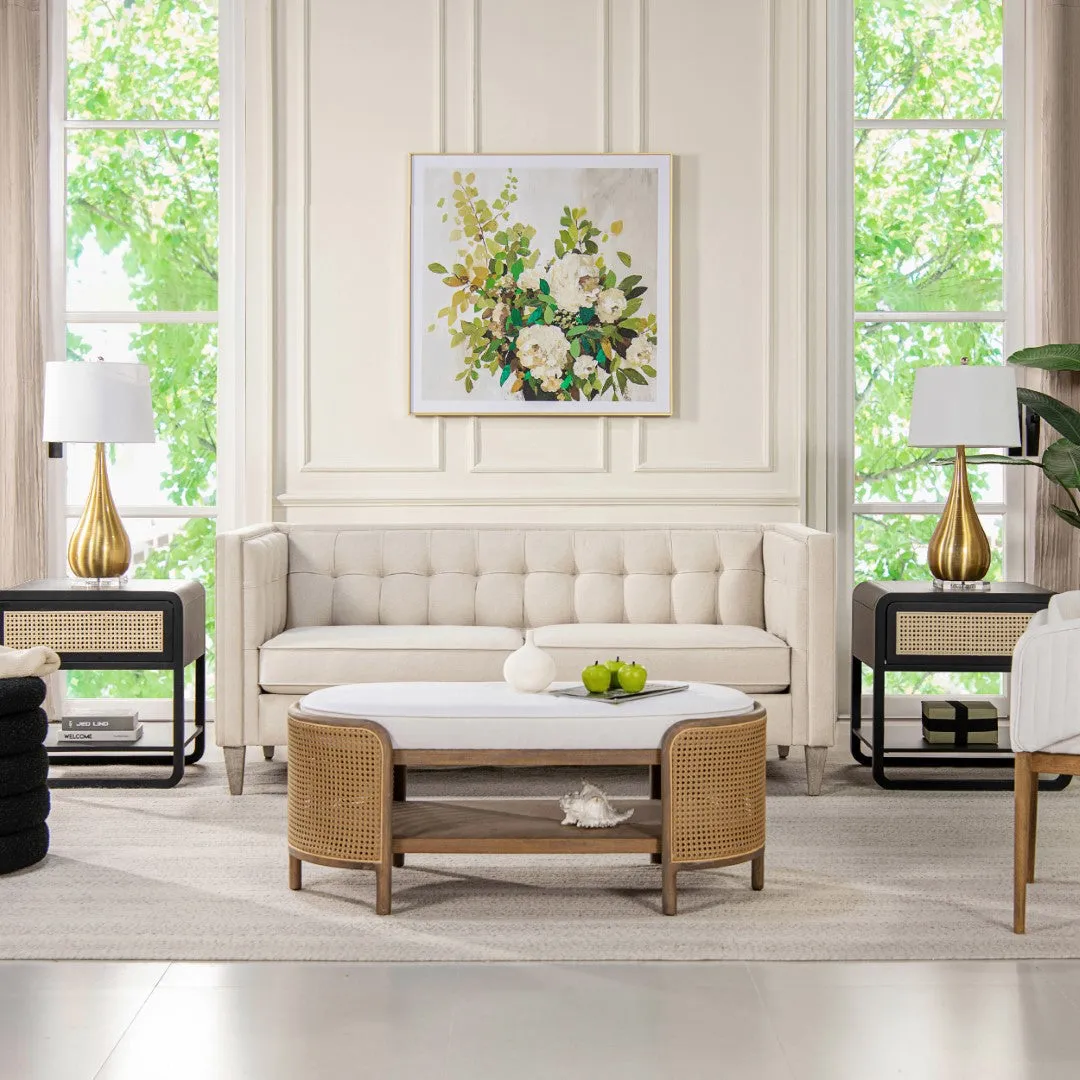 74" James Modern Tuxedo Sofa, Sky Beige Polyester - Stylish & Easy-Care Design
