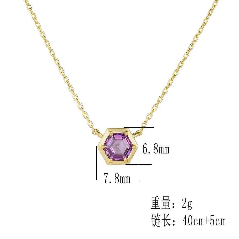 925 Sterling Silver Necklace and Earring Charm Jewelry Set - Hexagonal Zircon Pendant - CCF0024