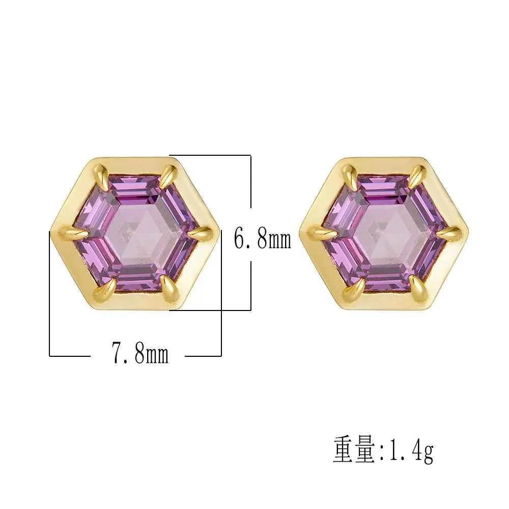 925 Sterling Silver Necklace and Earring Charm Jewelry Set - Hexagonal Zircon Pendant - CCF0024