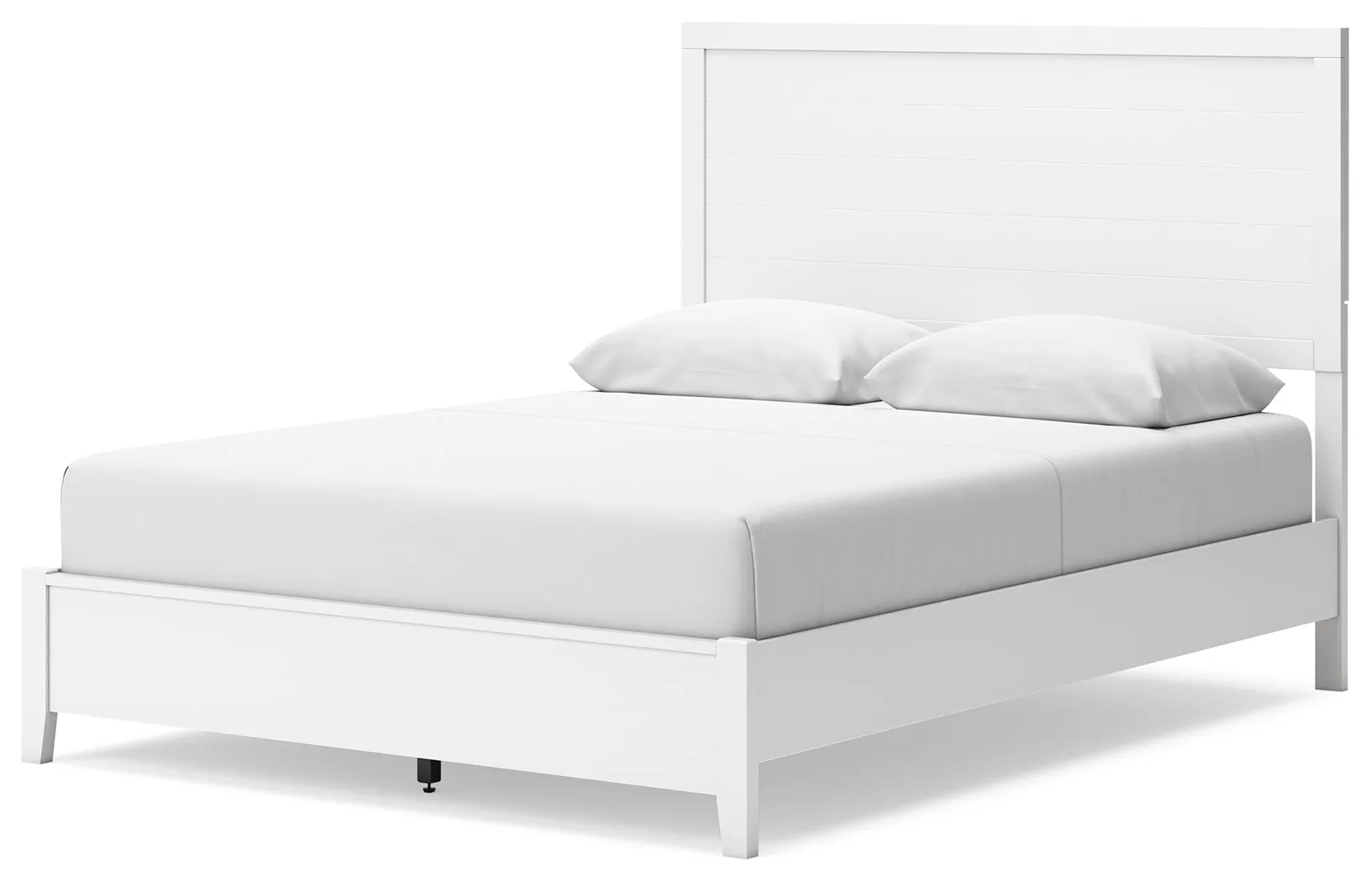 Binterglen Queen Panel Bed with Mirrored Dresser and Nightstand in White