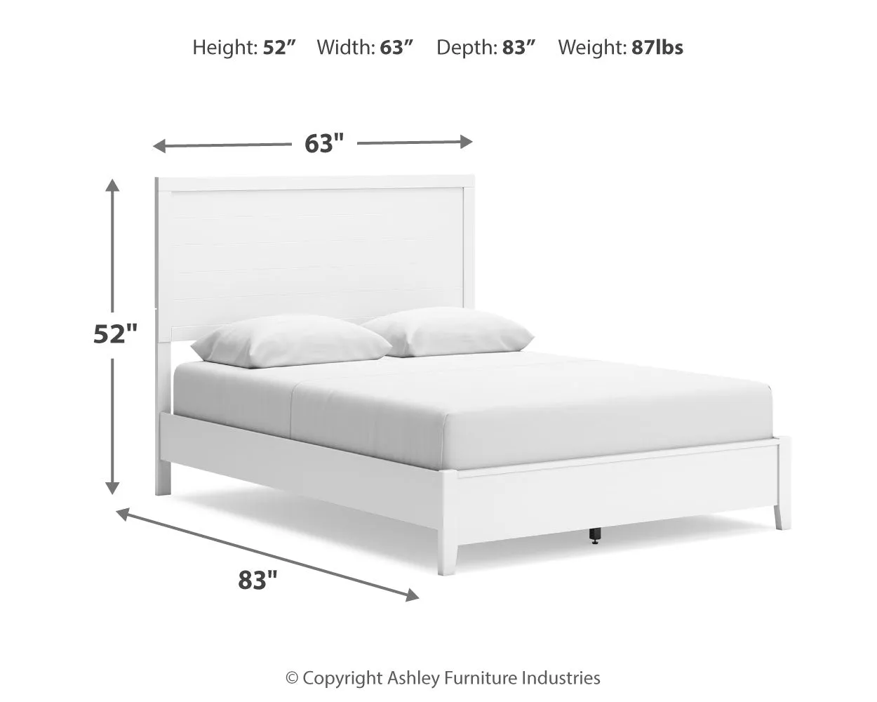 Binterglen Queen Panel Bed with Mirrored Dresser and Nightstand in White