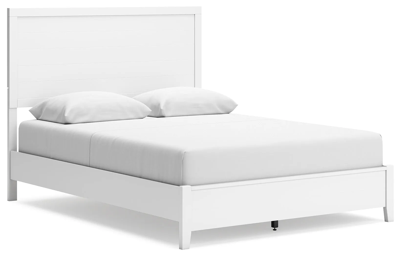Binterglen Queen Panel Bed with Mirrored Dresser and Nightstand in White