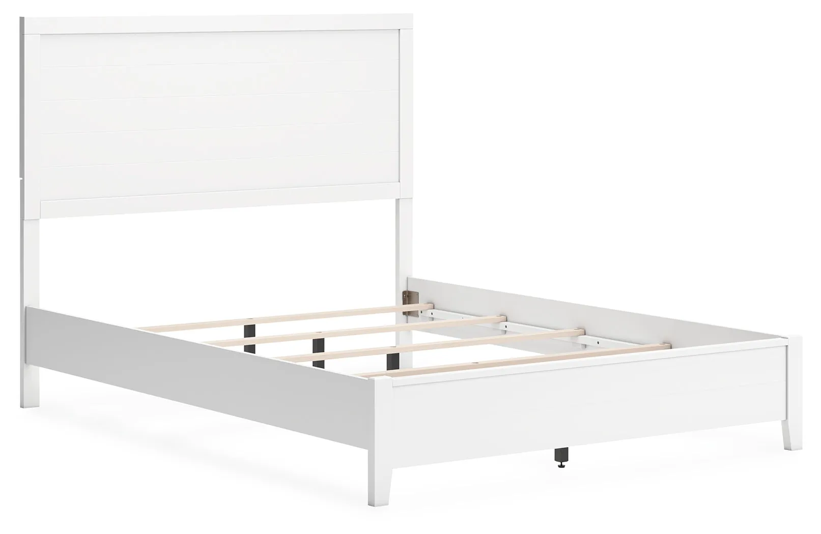 Binterglen Queen Panel Bed with Mirrored Dresser and Nightstand in White