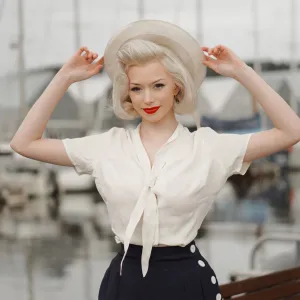 Bonnie Sailor Blouse Short Sleeve in Cream