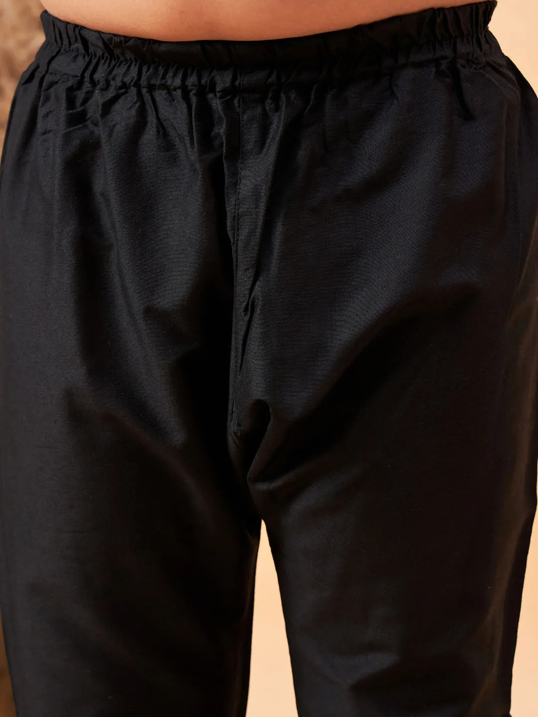 Boy's Black Jacket, Kurta And Pyjama Set - Vastramay Boys