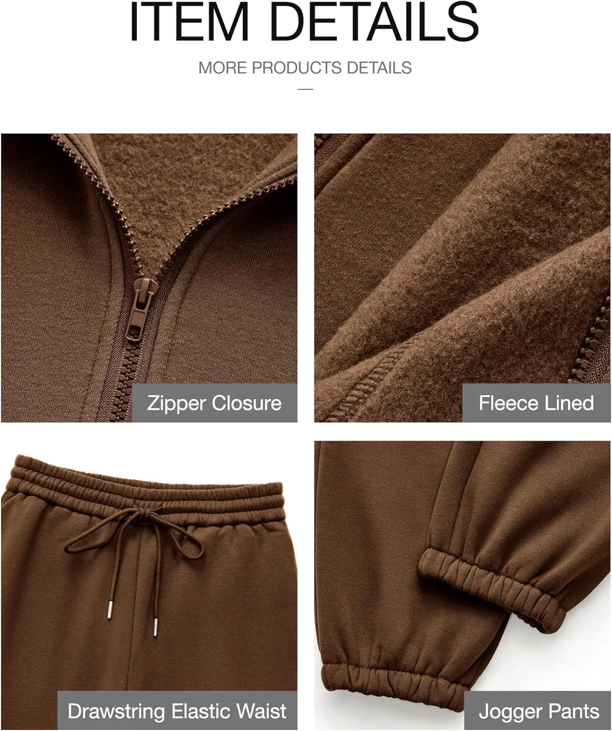 BTFBM Womens Sweatsuits 2 Piece Set 2025 Fleece Long Sleeve Zip Up Sweatshirt Sweatpants Winter Fall Outfits Jogger Sets