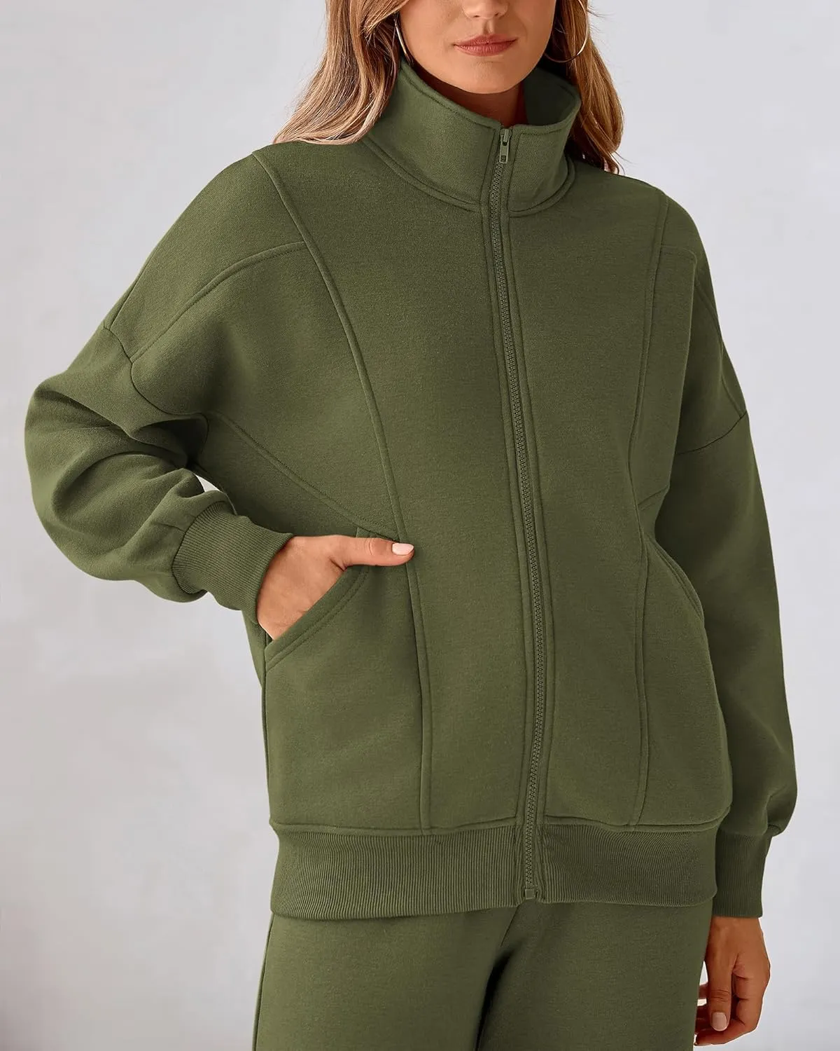 BTFBM Womens Sweatsuits 2 Piece Set 2025 Fleece Long Sleeve Zip Up Sweatshirt Sweatpants Winter Fall Outfits Jogger Sets