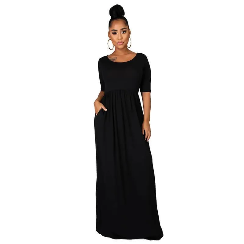 Casual Half Sleeve Floor Length Dress