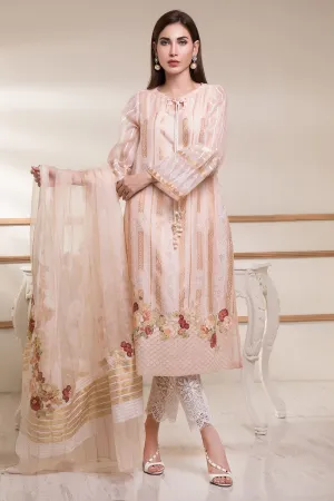 Casual Pret - Striped Organza Block Printed Shirt
