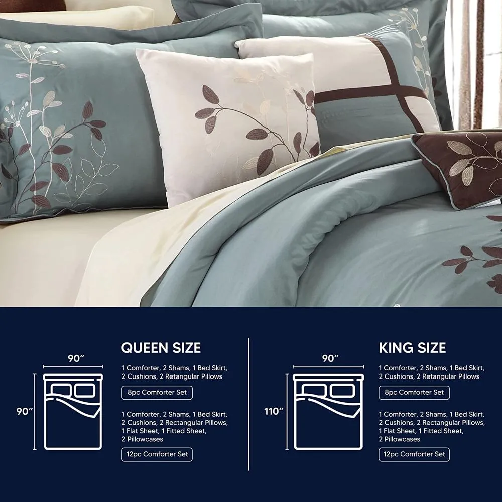 Chic Home Bliss Garden Beige Comforter Bed In A Bag Set with Sheet Set 12 Piece KING