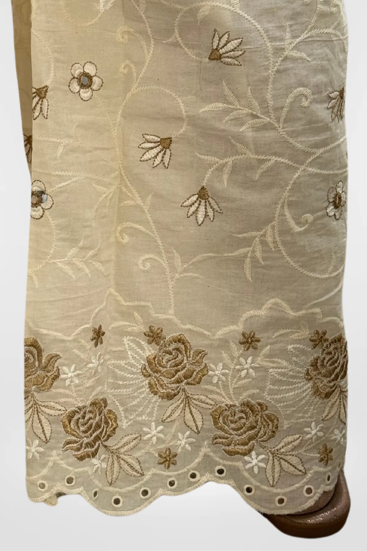 Cotton Straight Embroidered Palazzo
