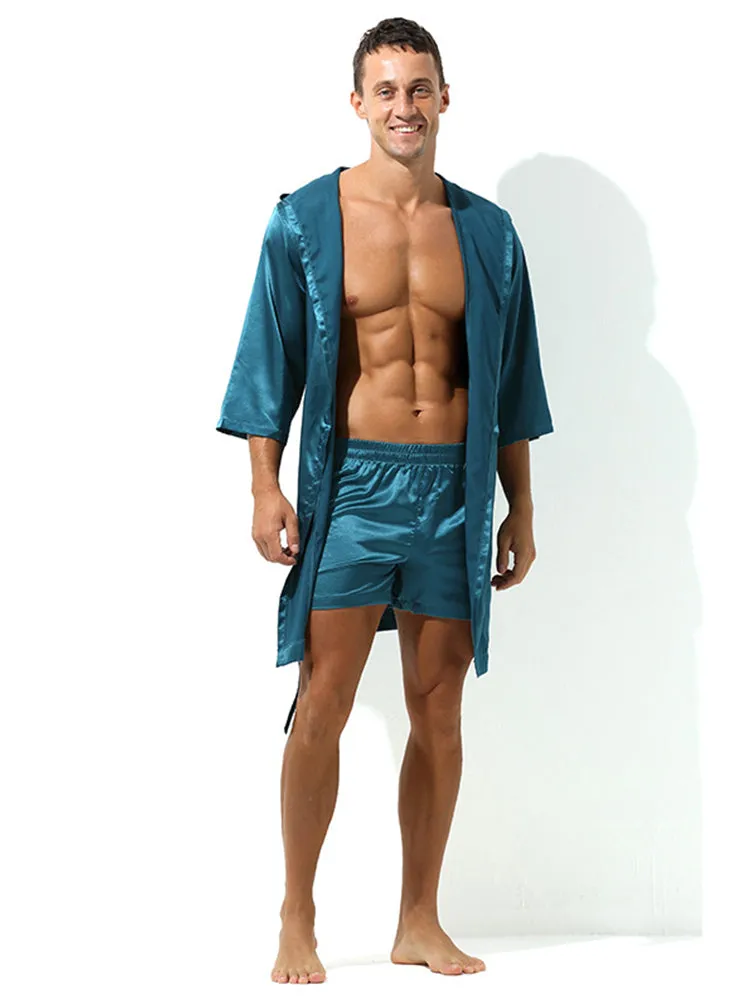 Couple Soft Tie Thin Bathrobe Pajamas