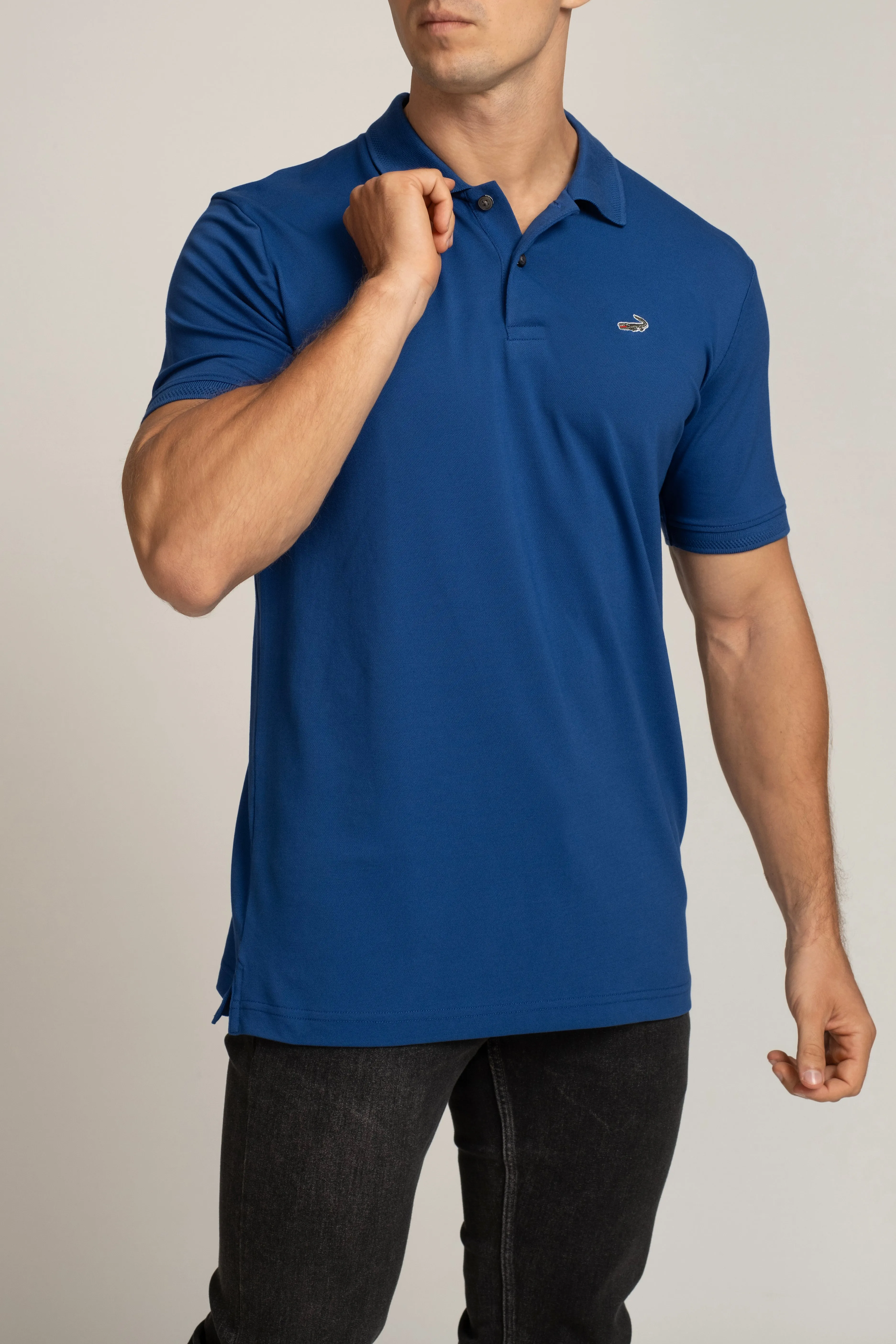 Crocodile Mens Supima Polo Slim Fit HS T-Shirt Navy