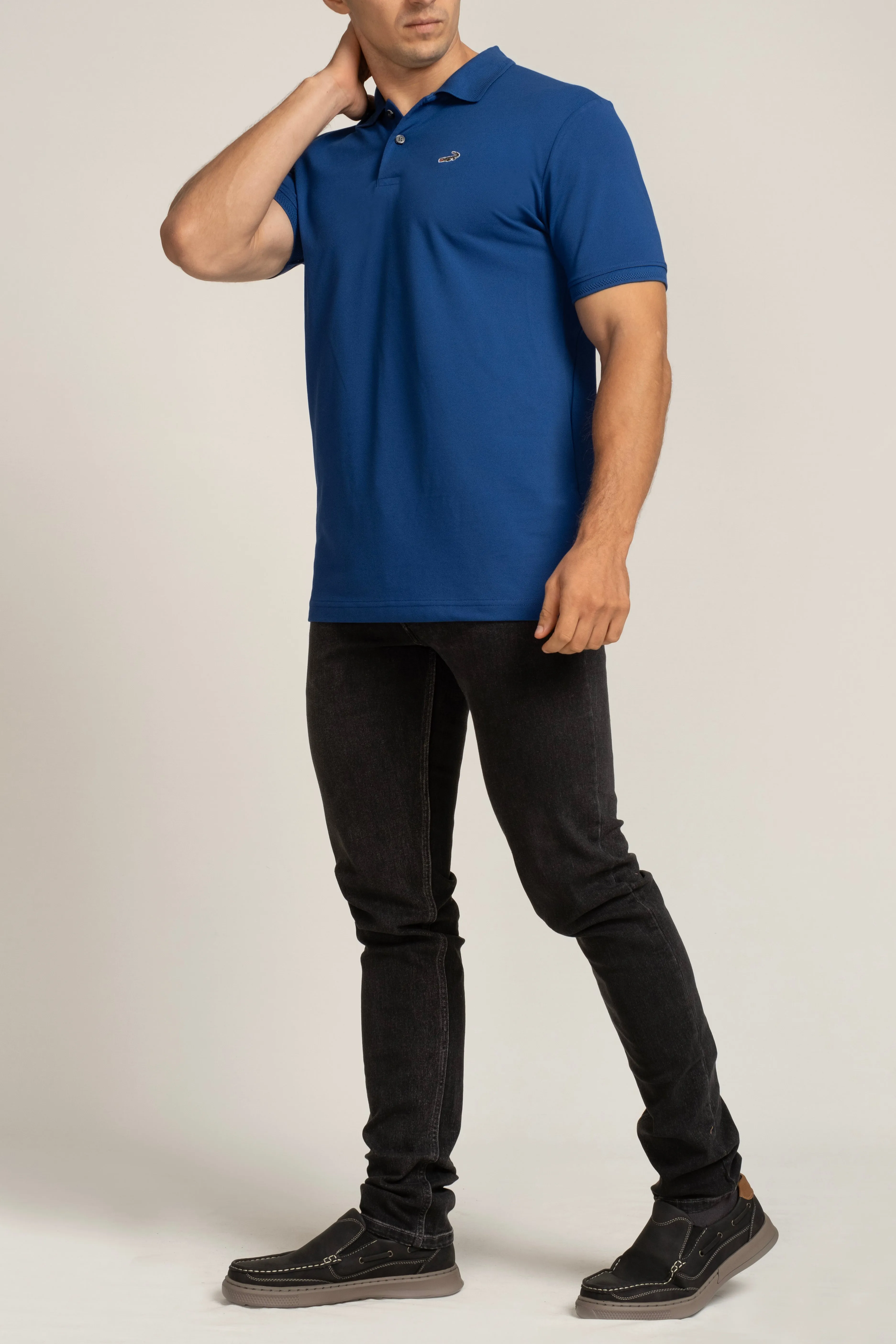 Crocodile Mens Supima Polo Slim Fit HS T-Shirt Navy