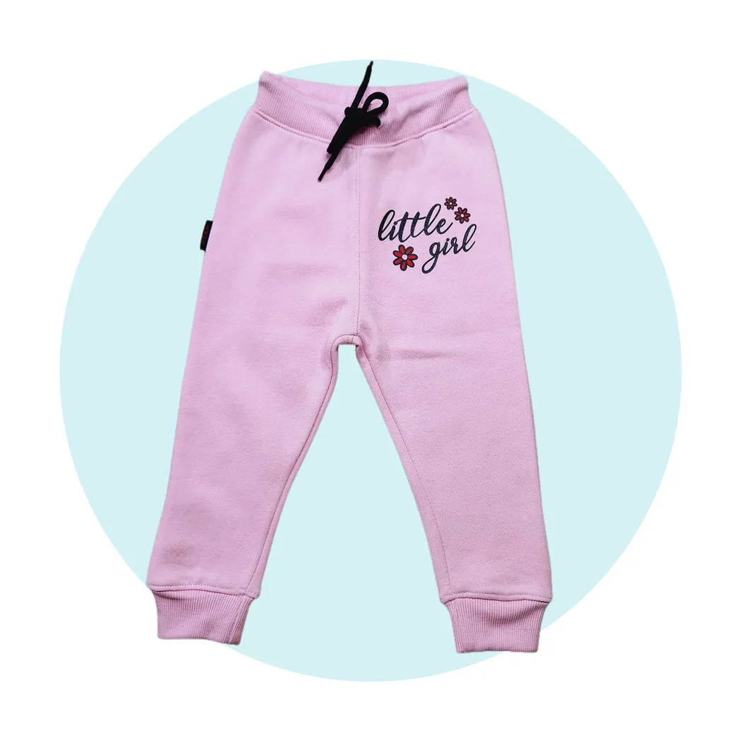 Doll-Printed Baby Pink Fleece Tracksuit