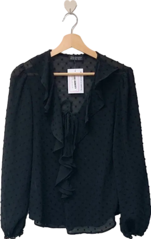 Friends Like These Millie Mackintosh Black Sheer Ruffle Blouse UK 8