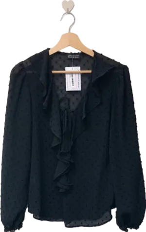 Friends Like These Millie Mackintosh Black Sheer Ruffle Blouse UK 8