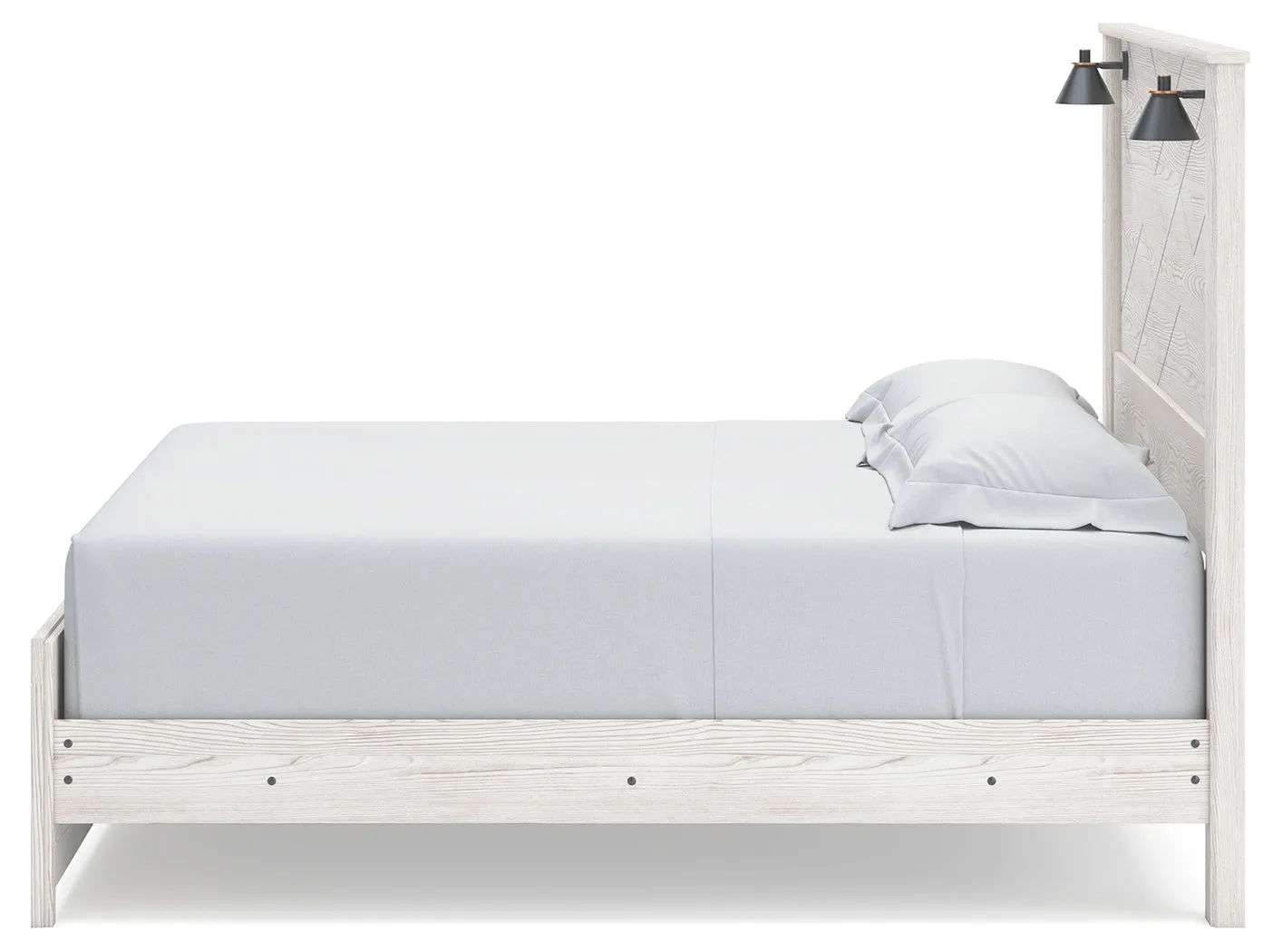 Gerridan King Panel Bed with 2 Nightstands in White/Gray