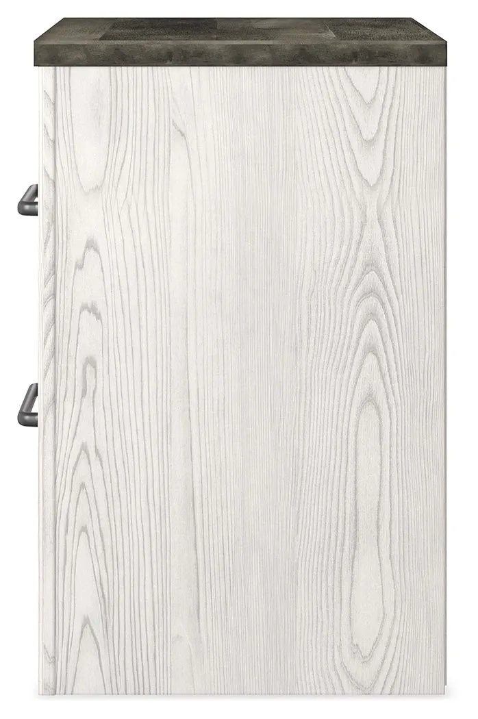 Gerridan King Panel Bed with 2 Nightstands in White/Gray