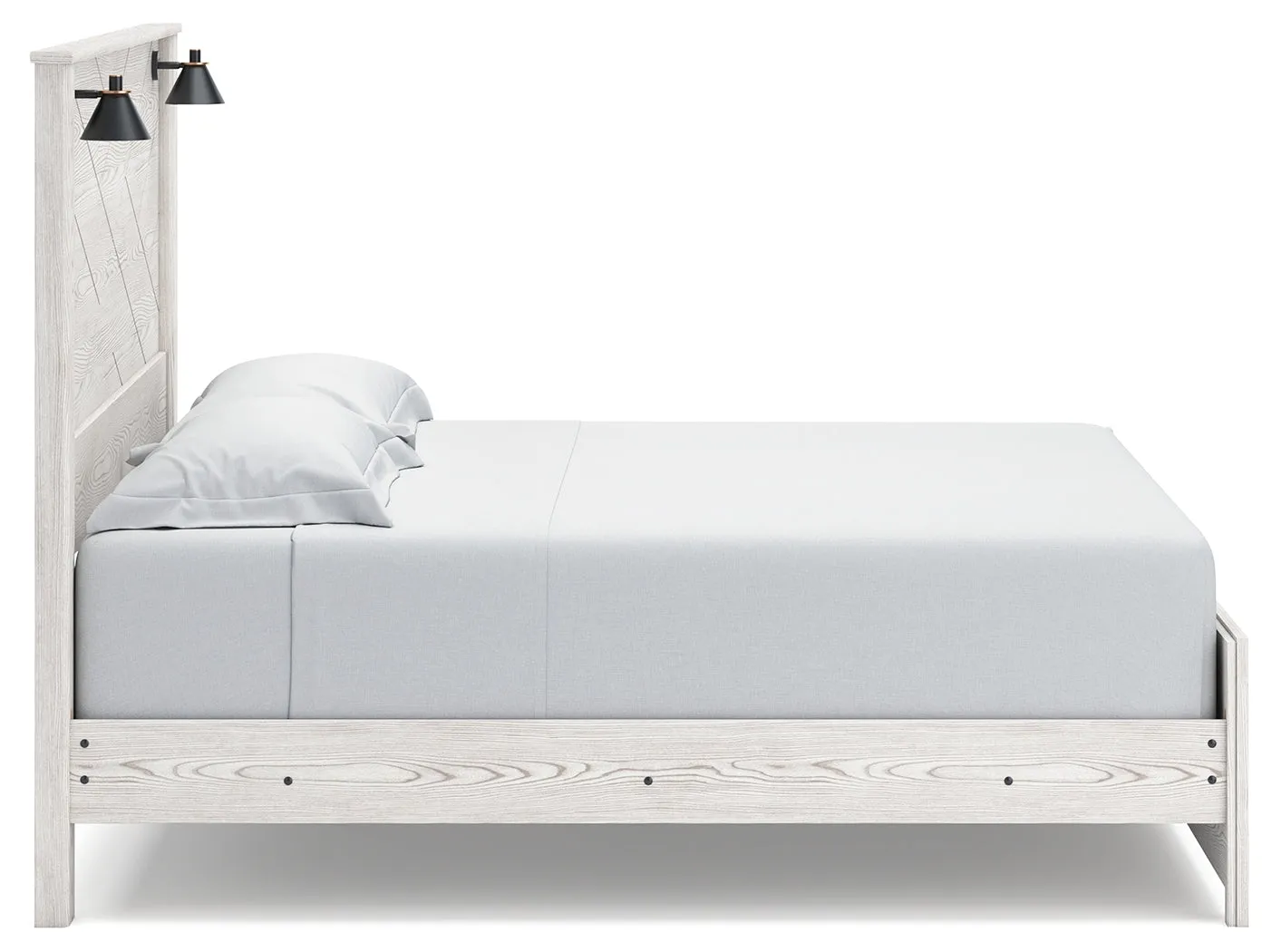 Gerridan King Panel Bed with 2 Nightstands in White/Gray