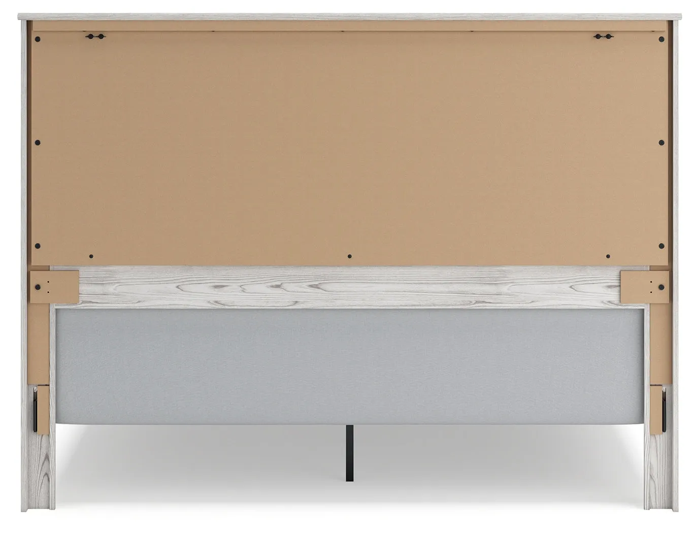 Gerridan King Panel Bed with Mirrored Dresser, Chest and Nightstand in White/Gray