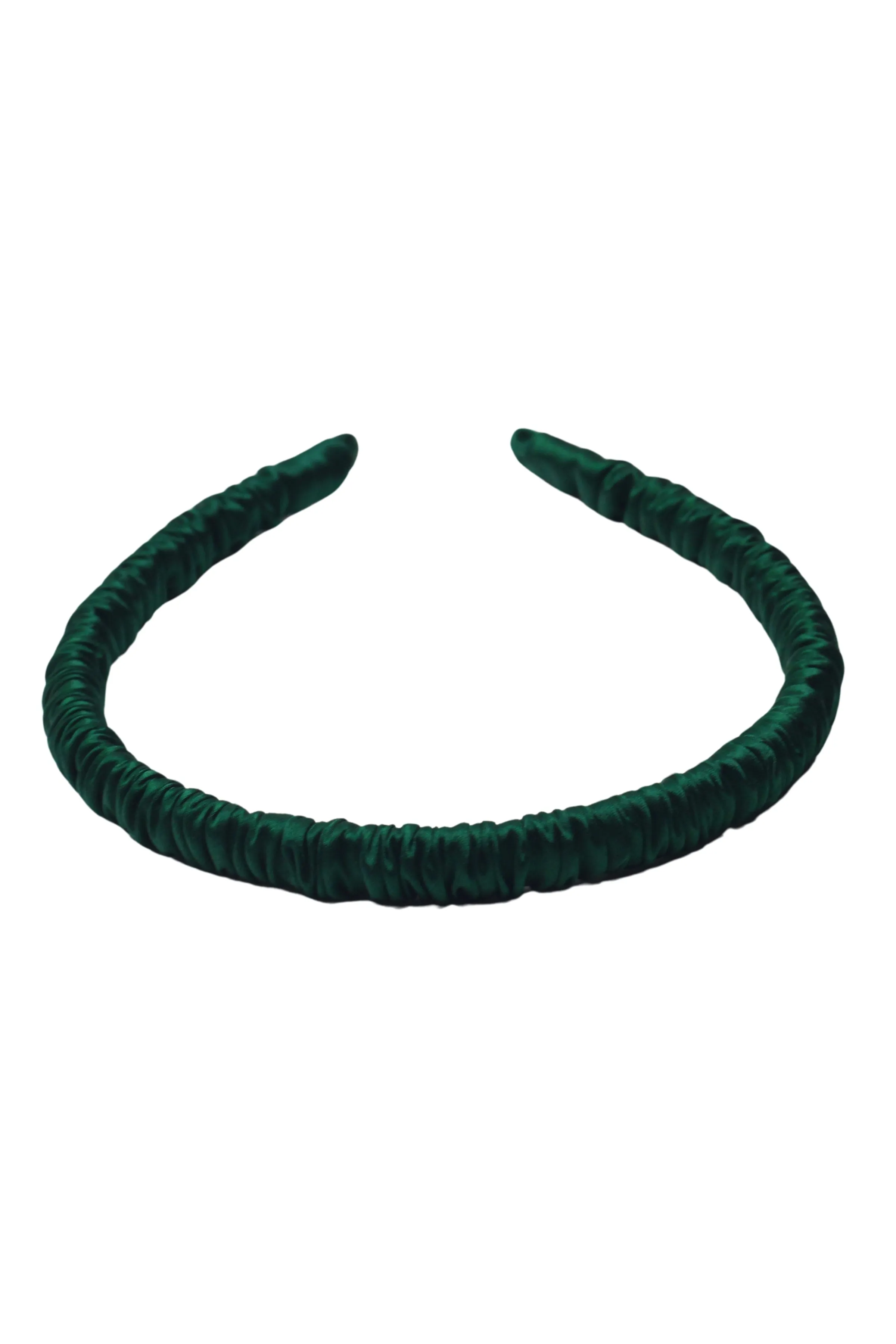 Green Anabel Silk Rushed Thin Headband