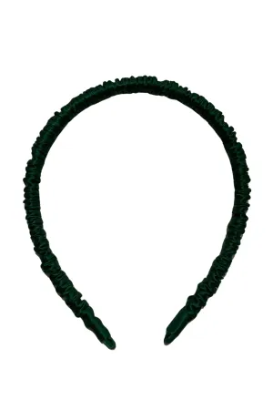 Green Anabel Silk Rushed Thin Headband