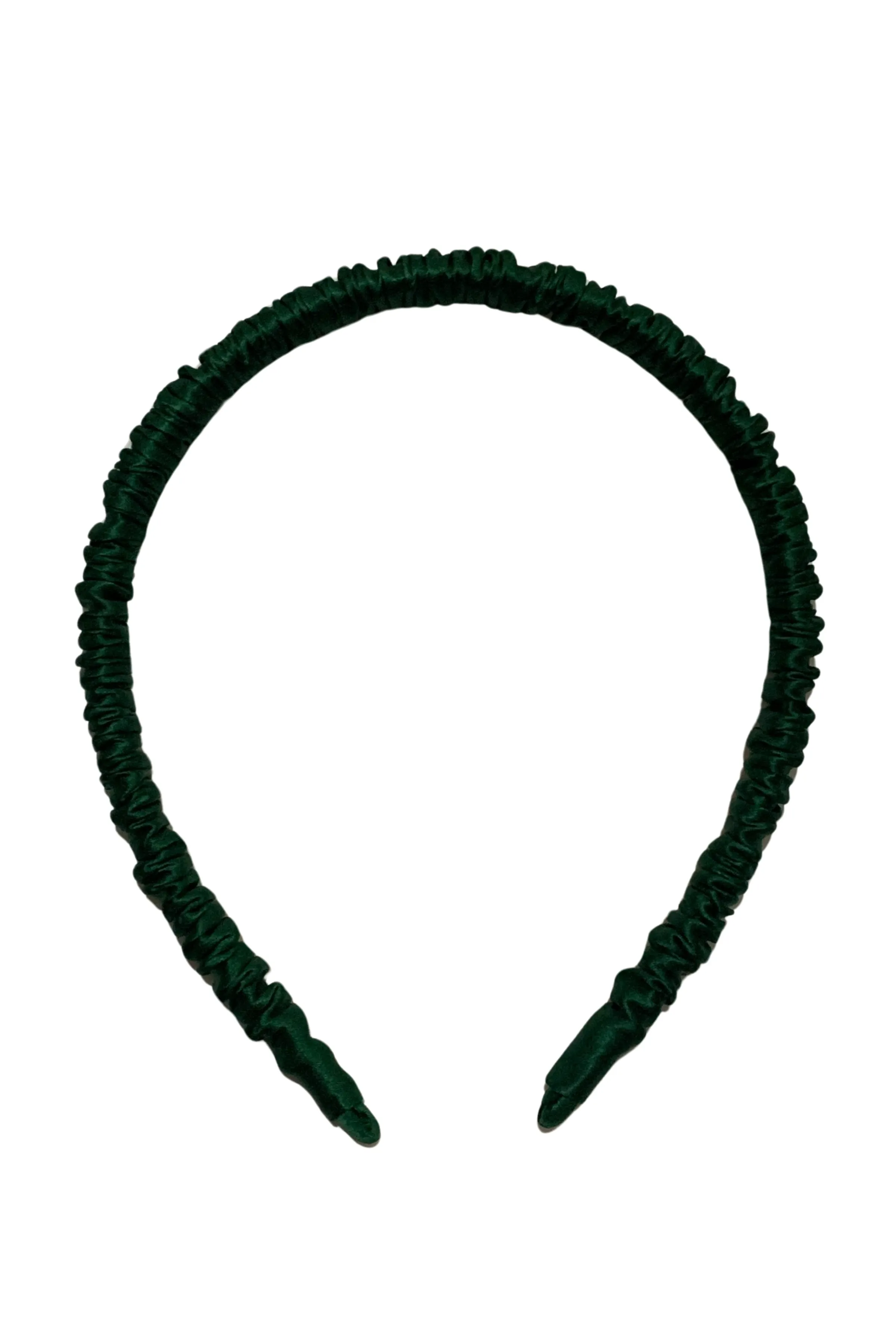 Green Anabel Silk Rushed Thin Headband
