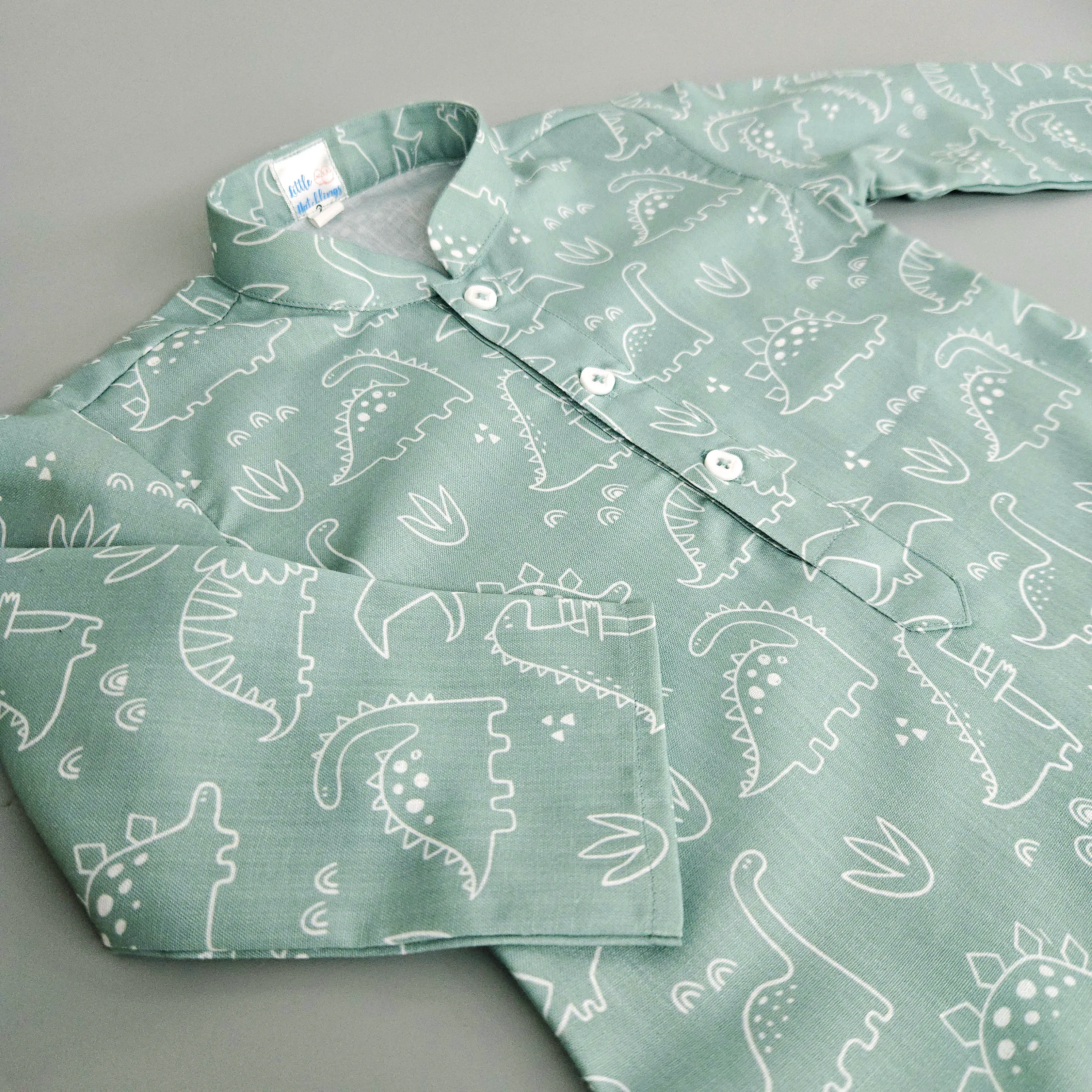 Green Dinosaur Kurta Set