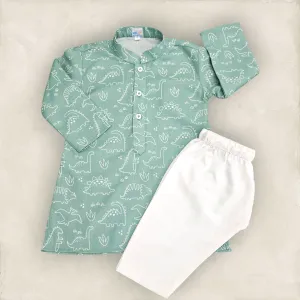 Green Dinosaur Kurta Set