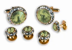 Light Green Stone Cufflinks and Studs Set - Style #2220G