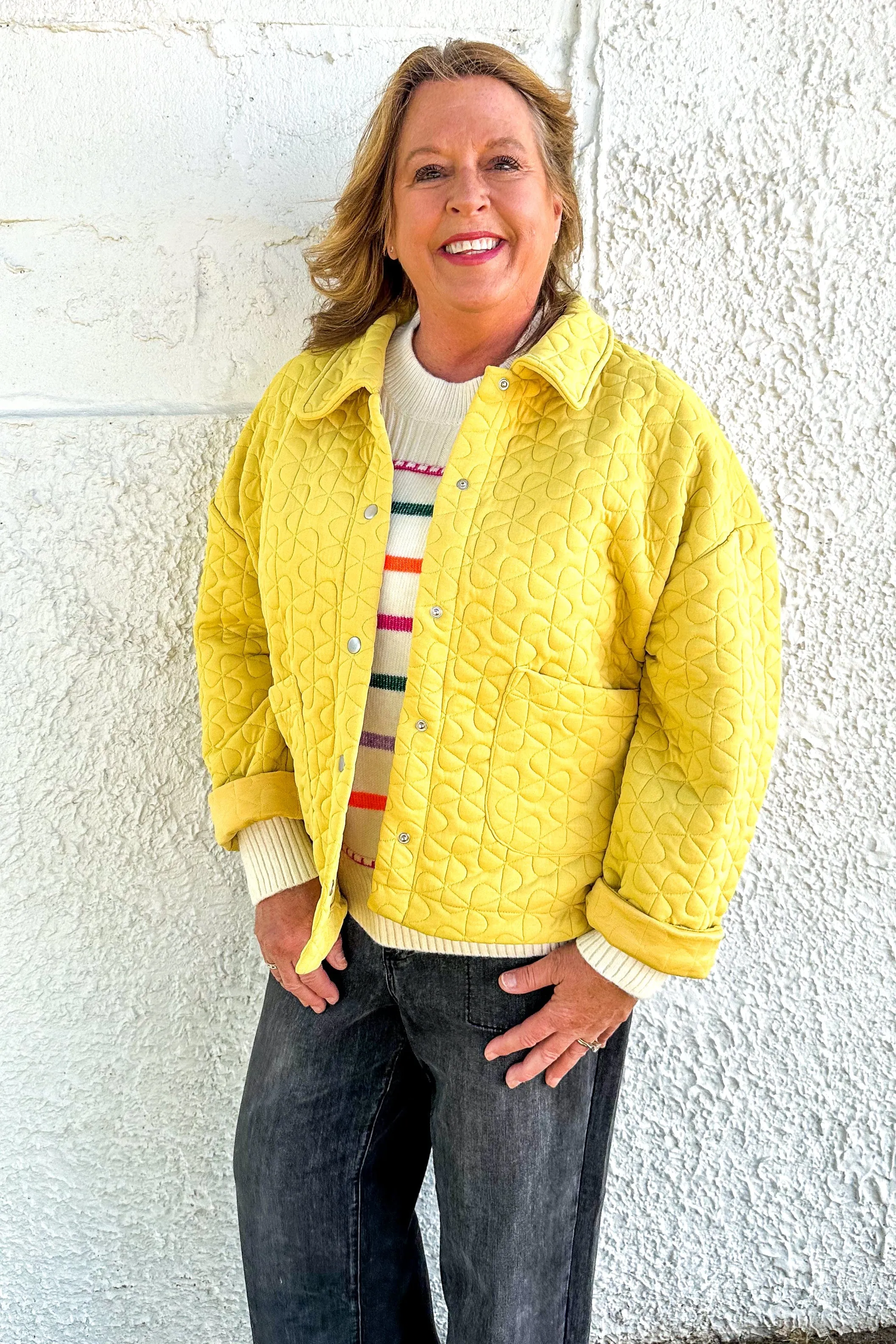Lime Textured Metal Button Up Jacket