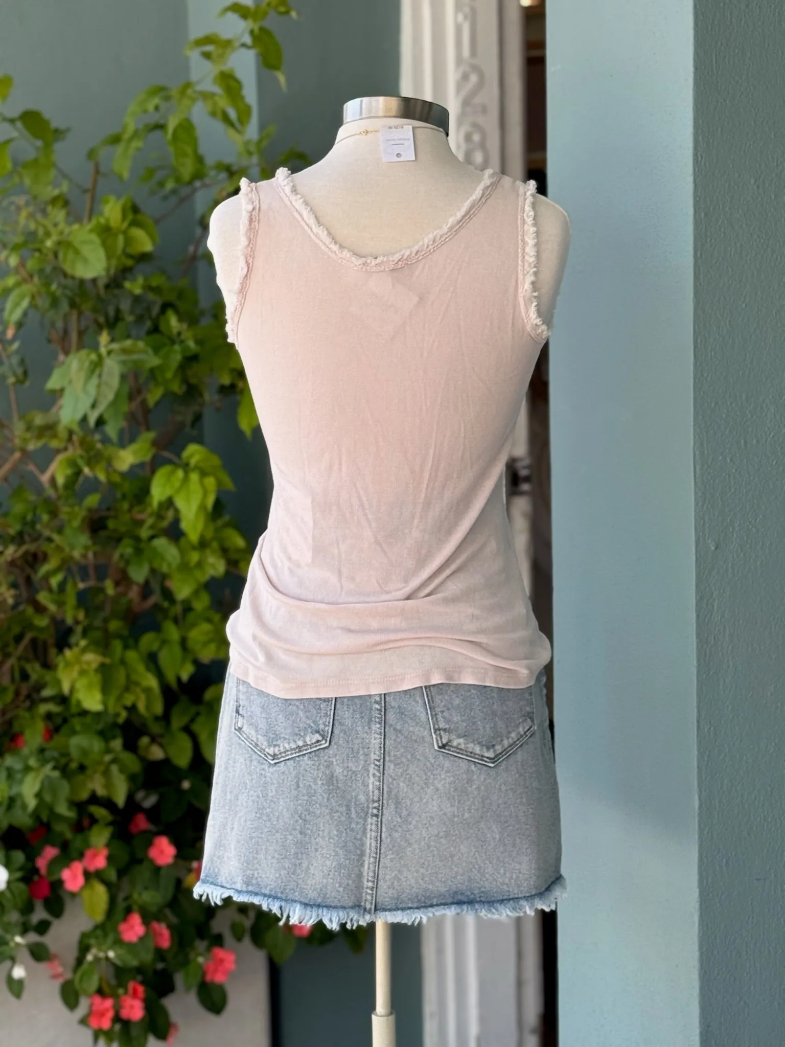 Lori Ruff Edge Tank in Blush Pink