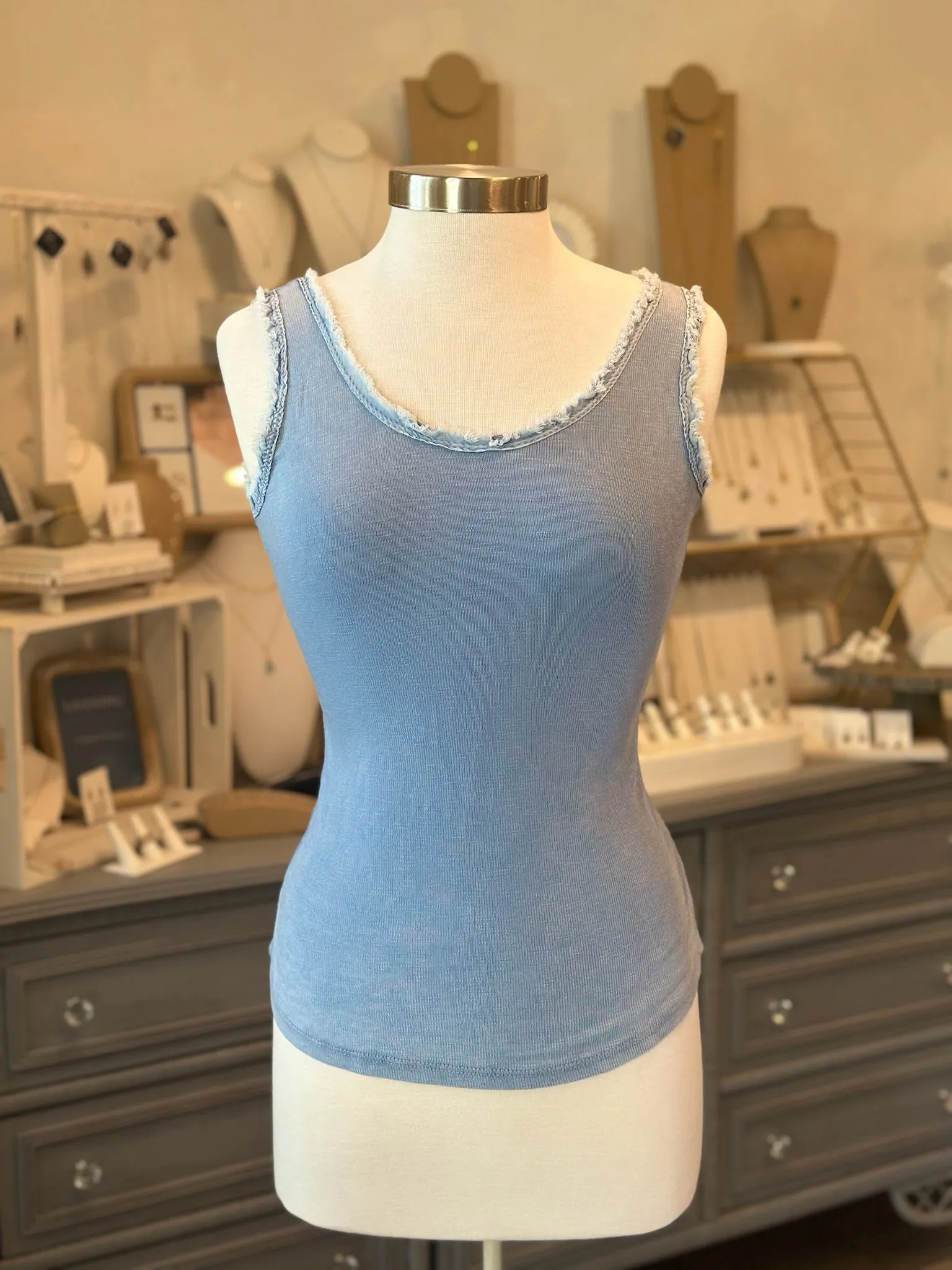 Lori Ruff Edge Tank in Light Blue