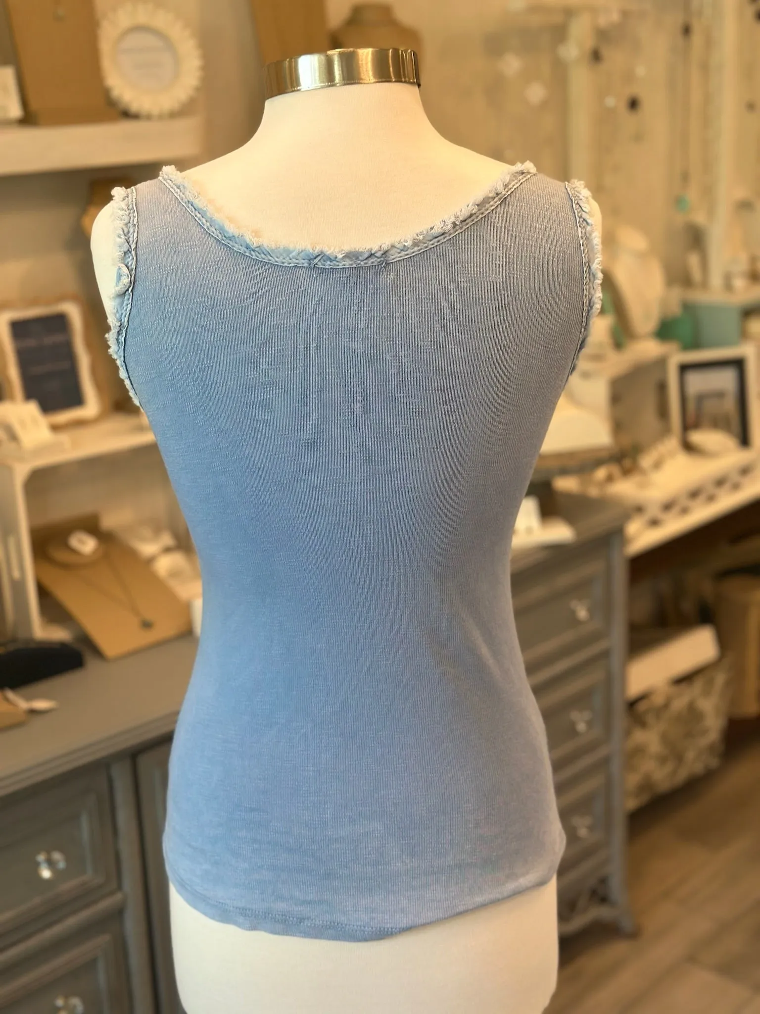 Lori Ruff Edge Tank in Light Blue