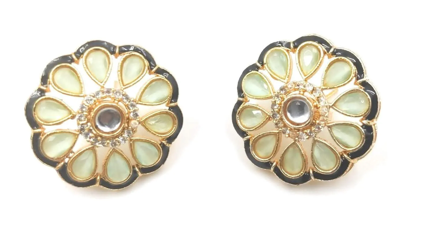 Meenakari ad kundan chokar light green color necklace with earrings