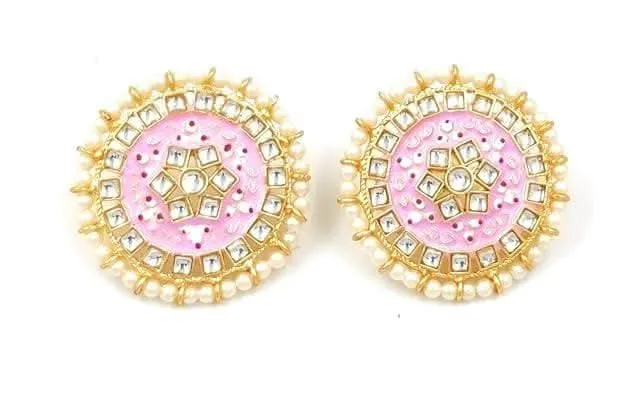 Meenakari designer kundan chokar light baby pink color jewellery set