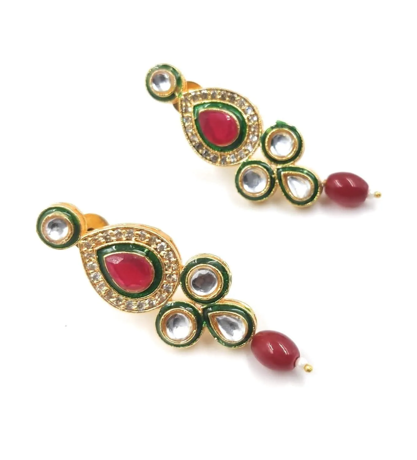 Meenakari kundan brass ad chokar marron color jewel set