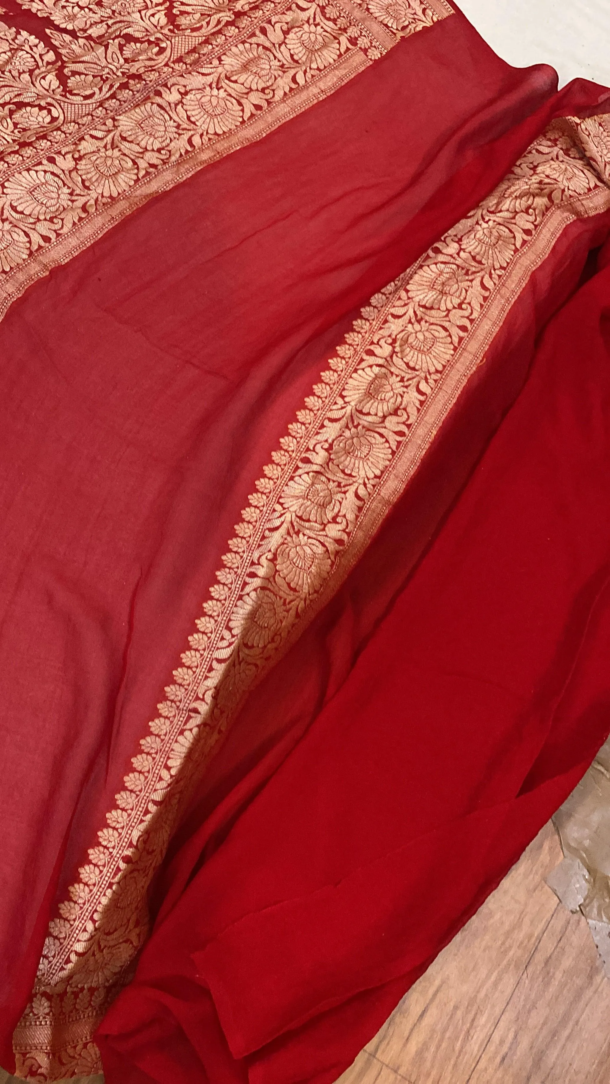 Navy Blue Pure Khaddi Georgette Banarasi Sari