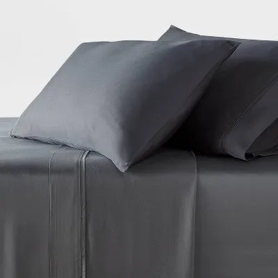 New - California King 320 Thread Count Cool TENCEL Lyocell Sheet Set Gray -