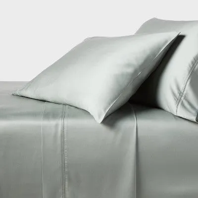 New - California King 320 Thread Count Cool TENCEL Lyocell Sheet Set Gray Chalk -