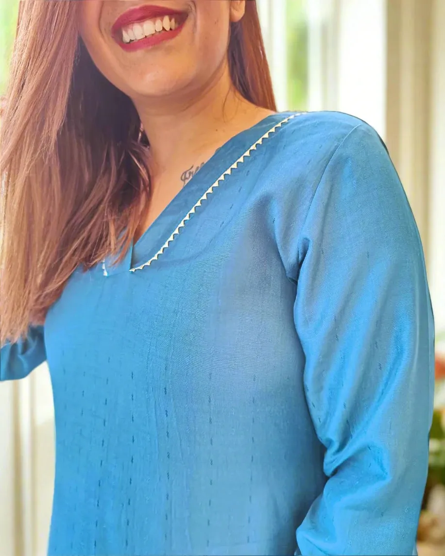 Ocean Blue Straight Kurta