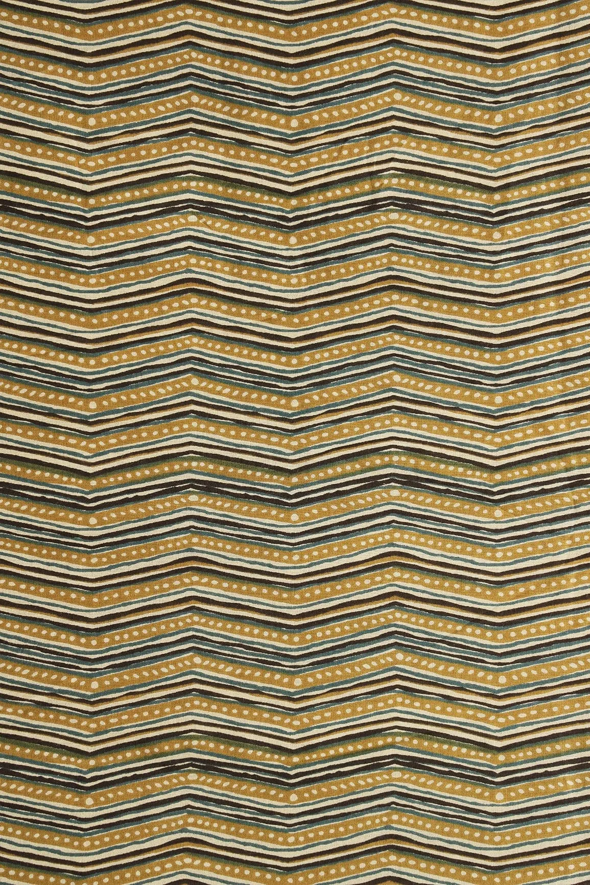 Olive And Beige Chevron Print On Pure Cotton Fabric