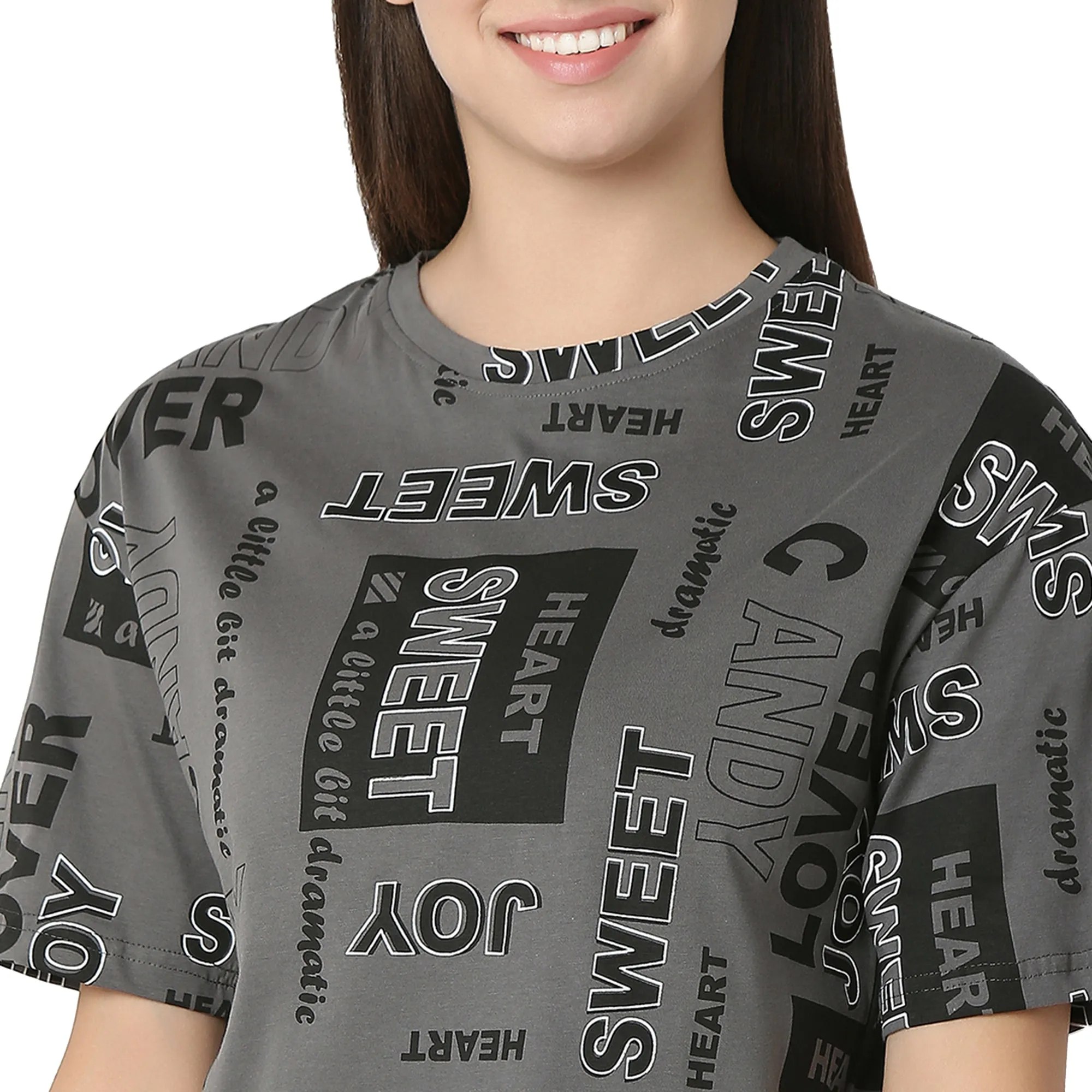 R-CS-19734 Dark Grey Word Play-Co-ord Set