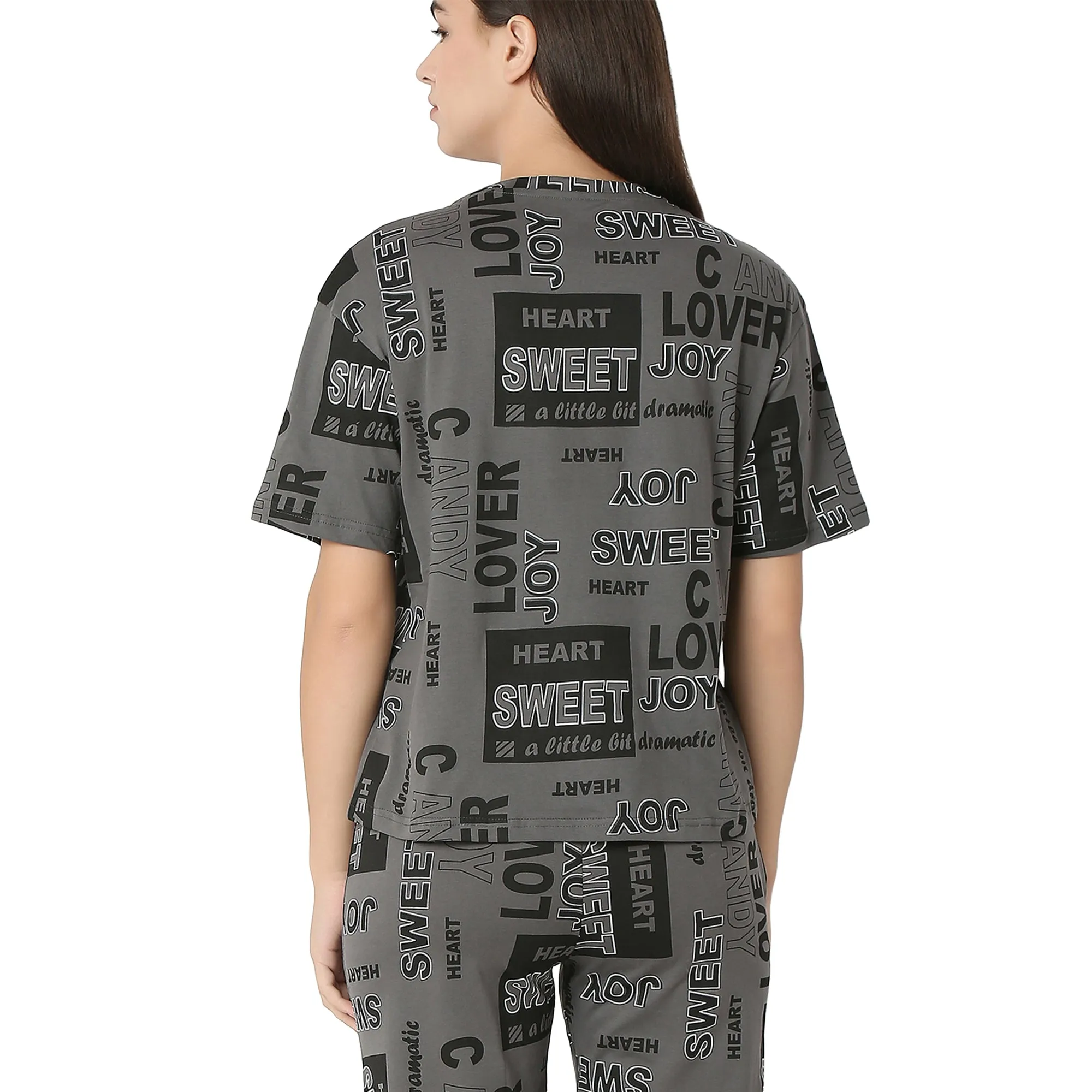 R-CS-19734 Dark Grey Word Play-Co-ord Set