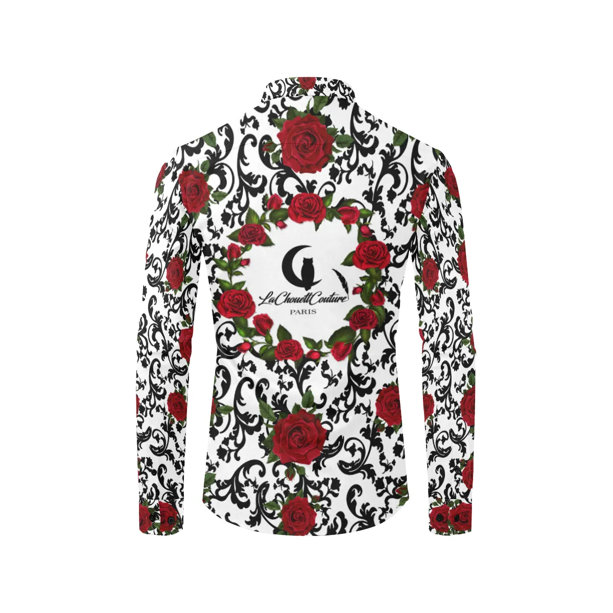 RED ROSES Men's All Over Print Casual Dress Shirt